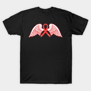 Red Awareness Ribbon with Angel Wings 2 T-Shirt